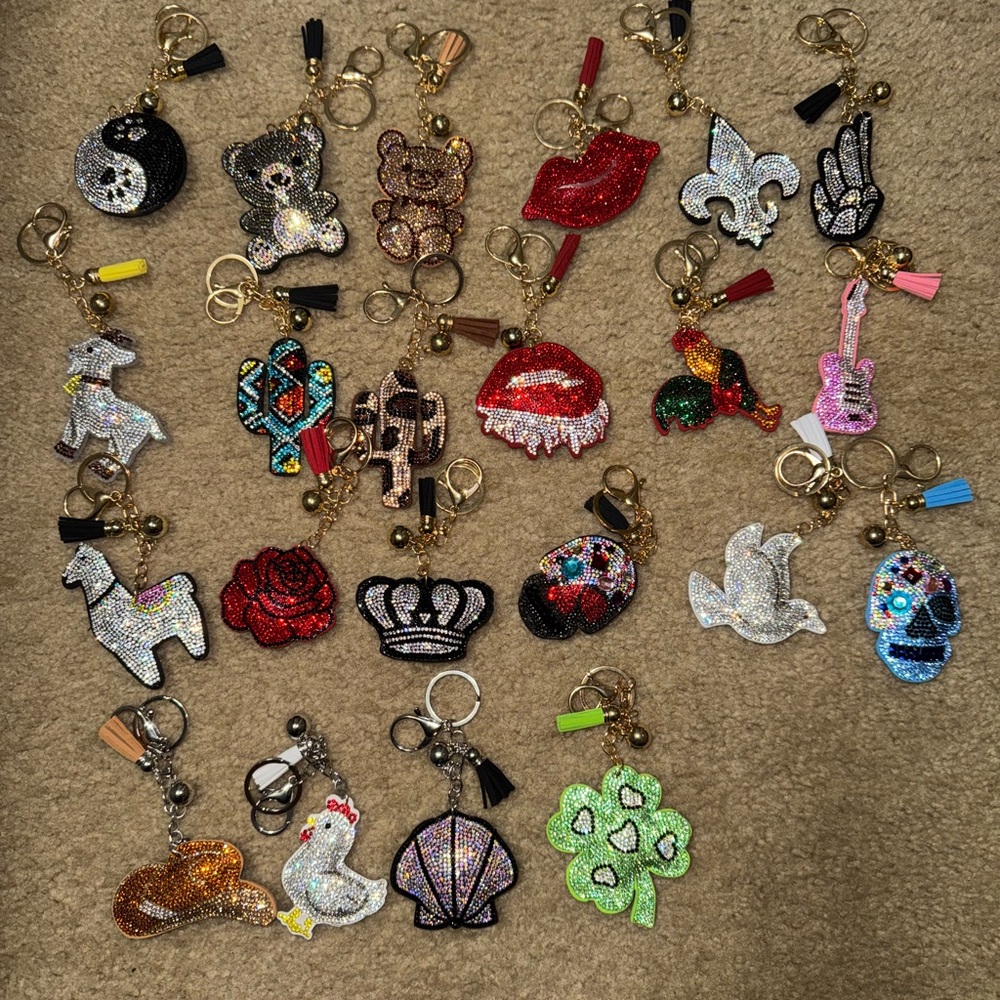 Assorted Glitter Keychains from the GOLD BLUSH BOUTIQUE